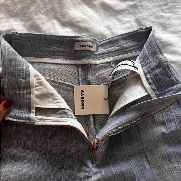 NWT Sandro Light Blue Pinstripe Trousers - Picture 3 of 4